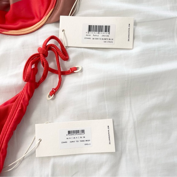 Zulu & Zephyr Sun Stripe Balconette Swim Set US 4 - Picture 4 of 6